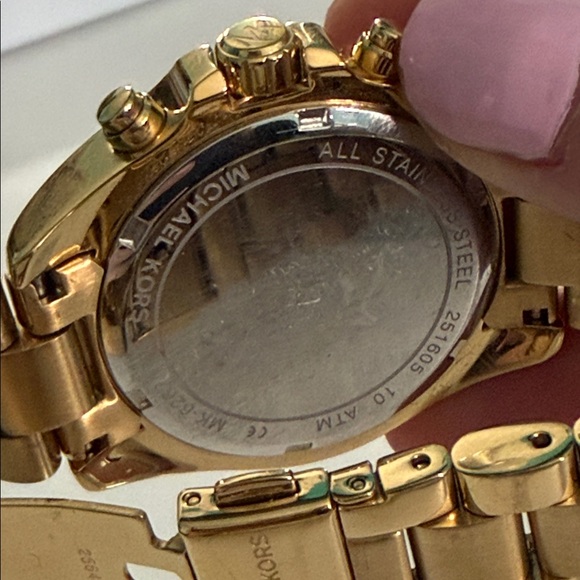 Michael Kors Gold and White Chronograph Watch - Picture 3 of 5